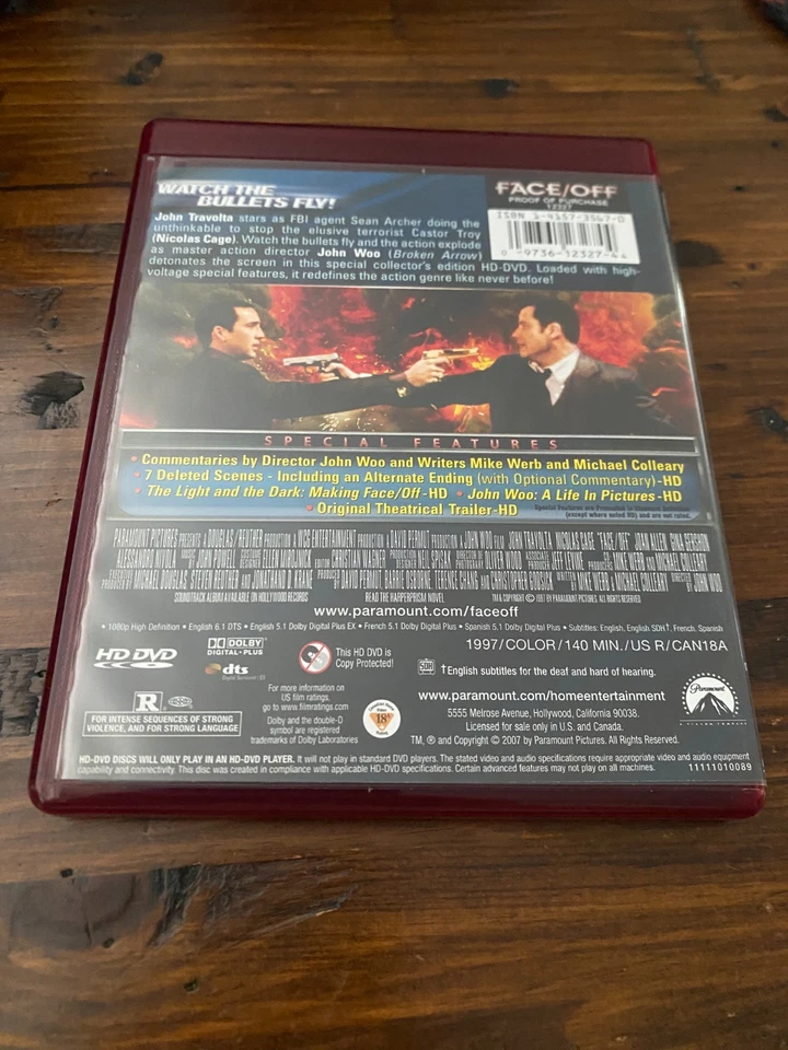 HD DVD FACE/OFF 2 Disc Collector's Edition (Used, Excellent) - Image 2 of 2