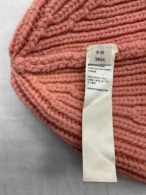 Acne Studios Mini Pansy N Face Beanie Ribbed Hat Pink Wool  display picture 3