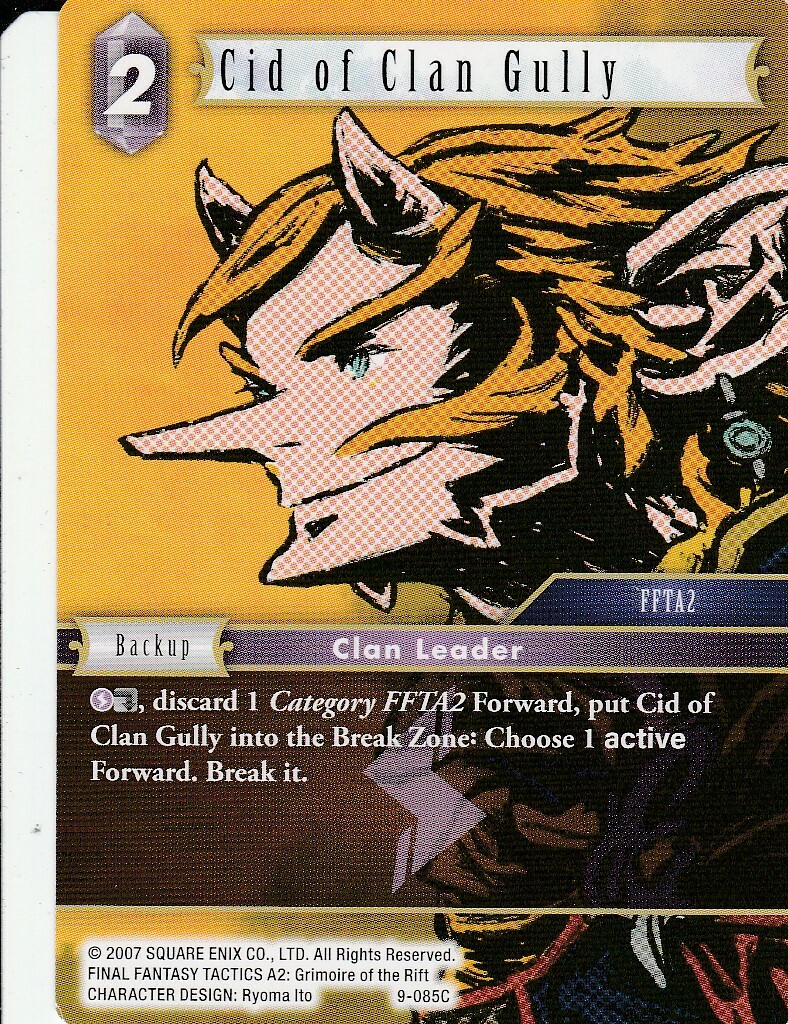 FINAL FANTASY TCG 1 X CID OF CLAN GULLY 9-085C - COMMUN N0T FOIL