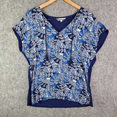 W Lane Womens Blouse Top Size 12 Red Sleeveless V Neck Blue Casual 2287