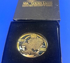 National Rifle Association Golden Eagles Nra Belt Buckle / Box - Vote Gun Rights