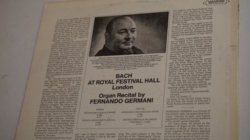 Lot 5 Bach at Royal Festival Hall London~Fernando Germani~Seraphim S-60196 + 4 - Picture 7 of 11