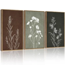 Drsoum Flower Wall Art Vintage Floral Minimalist Wall Hanging Decor Farmhouse...