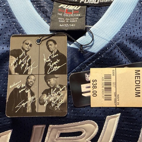 FUBU Throwback Youth Kids BLUE V neck Jersey Medium M 12-14 New with Tags - Picture 7 of 8