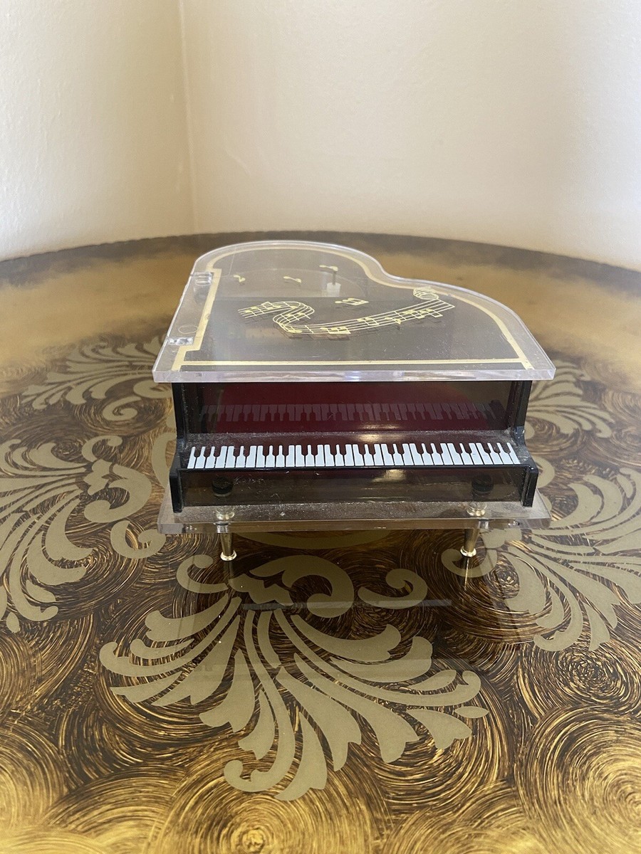 洋楽 Jewels Of Piano Works III Vintage Grand Piano Music Jewelry Box ~Wind Up~ Clear w Gold