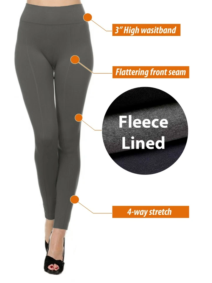 3-Pack Women's Winter Warm High Waist Fleece Lined Leggings Thermal Pants - Image 2 of 4