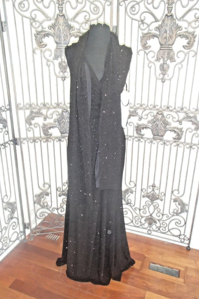 V979W CAMERON BLAKE 116658 TALLA 8 NEGRO $480 #3714 V12 VESTIDO FORMAL NEGRO CORBATA Foto 4 de 4