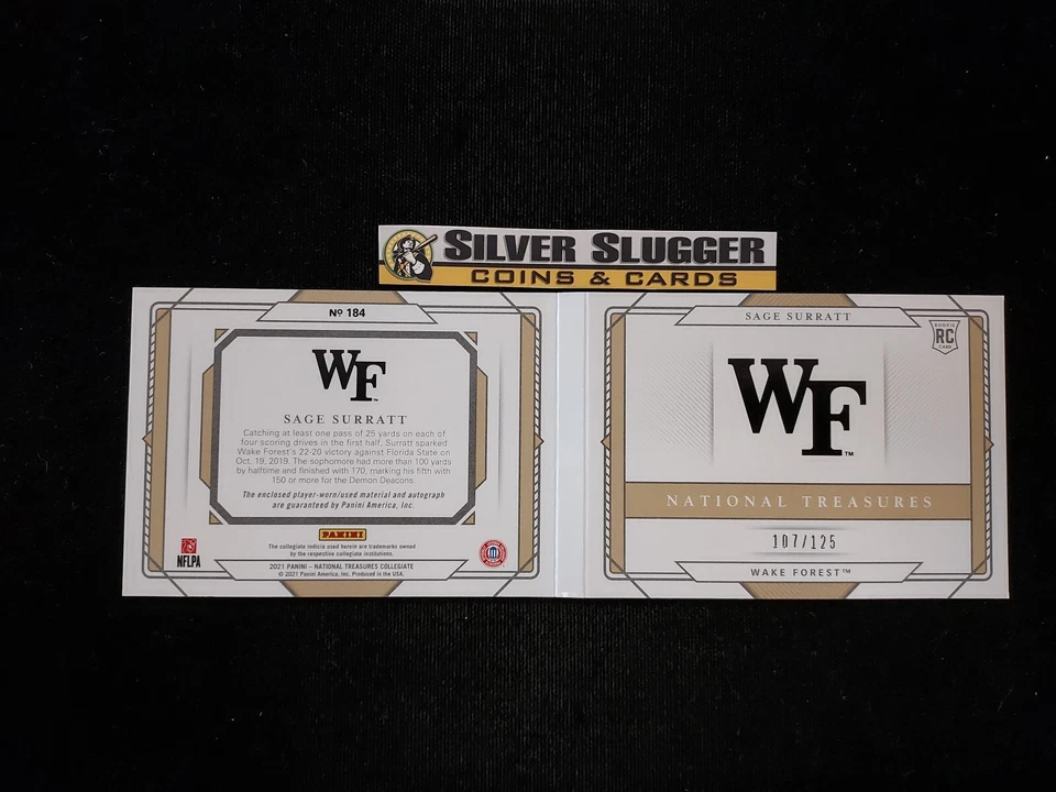 2021 Sage Surratt National Treasures Collegiate Booklet Patch Auto /125 RC RPA - Image 2 of 2
