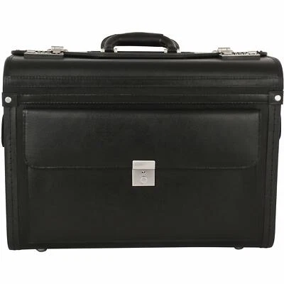 Aktenkoffer Dermata Leder Pilotenkoffer 46 cm 25 L Schwarz bei Bowatex