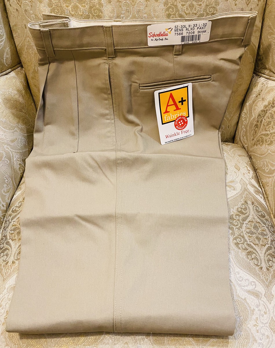 Boys A+ Khaki Uniform Pants Size 33L Relaxed Pants By Kip Craft