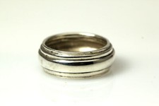 7.5 mm Wide Sterling Silver 925 Ribbed Band Size 6 Ring 4.4 Grams RIN4641 