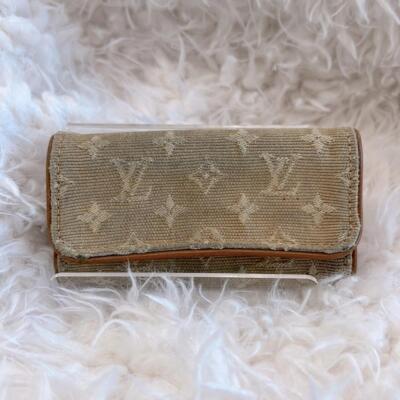 RARE Louis Vuitton Vintage Monogram Denim & Leather Key Holder