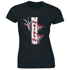 Hay Girl Hay Women's T-Shirt Funny Farm Animal Goat with Bows and Sunglasses