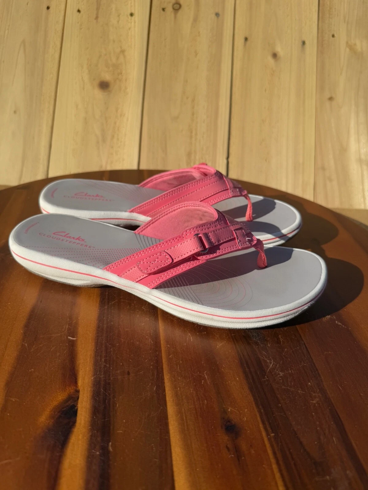 Sandali donna Clarks Cloud Steppers 10M infradito rosa gancio e passante