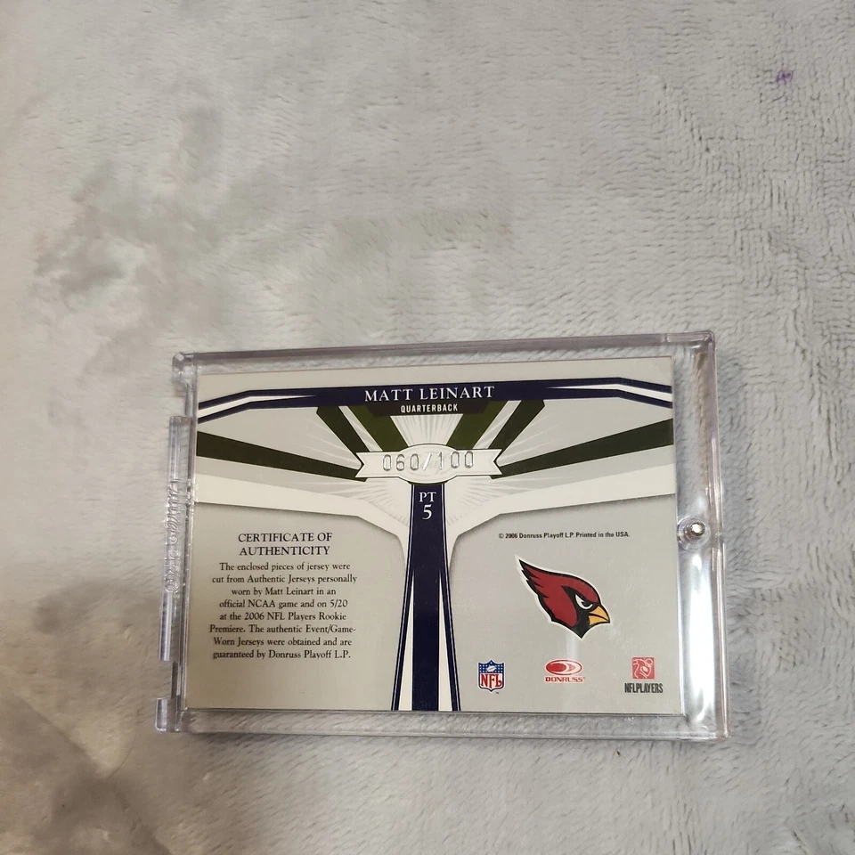 2006 Leaf Limited Player Threads 60/100 Matt Leinart #PT5 Rookie RC - Image 3 of 4