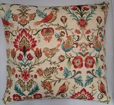 William Morris Cushion Cover, Luxury Tapestry, Birds Cream, Free Doorstop