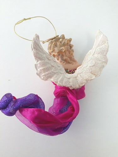 Angel Ornament Wired Dress Wrappable Fuschia Pink Versatile Uses 7 Inch - Picture 5 of 7