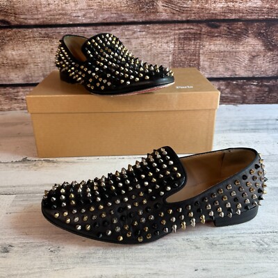 Christian Louboutin Mens Rollerboy Spike Loafers Size 10.5 Black 