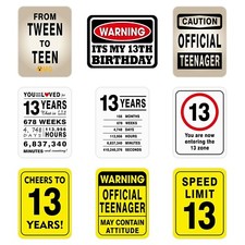 WERNNSAI 13th Birthday Party Decorations - 9PCS Wall Signs Funny Tags for Tee...