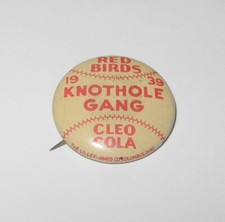 1939 Baseball Columbus Red Birds Knothole Gang Cleo Cola Advertising Pin Button