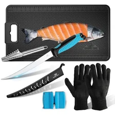 Fish Fillet Knife Set 5 PCS Fish Cleaning Kit Includes 7" Fishing Knife Non-S...