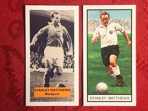 STANLEY MATTHEWS-FOOTBALL-SOCCER-BLACKPOOL-2 CARD LOT-RARE U.K. ISSUE-MINT-N.O.S