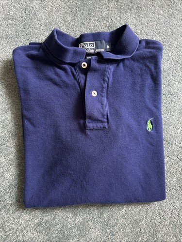 Polo Ralph Lauren Men’s Crew Neck Navy Collared Shirt Size Medium - Picture 2 of 8