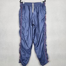 Vintage Nike Track Pants Mens XL Blue Lined Side Stripe Ankle Zip Swoosh 90s