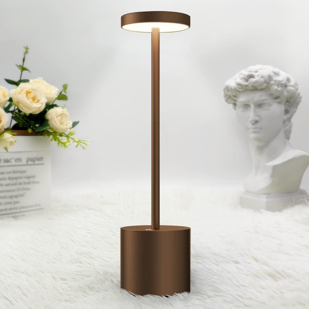 Lampada Da Tavolo Senza Fili LED, 5000Mah Ricaricabile USB, Luce a Batteria Dimm