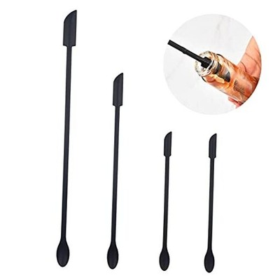 4 Pieces Mini Silicone Spatula Set, Small Rubber Spatula for Makeup, Thin Black