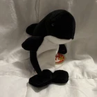 Ty Beanie Baby Waves Orca Killer Whale Black White Plush 1996 Vintage Ages 3+