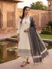 Women's Cream Printed Straight Kurta Indian Kurti Designer Ethnic Dress Tunic