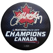 Josh Morrissey Team Canada 4 Nations Champions Signed Puck COA