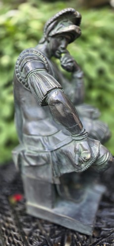 Antica Statua Rococò Verdigris Art Nouveau Colore Bronzo Statue Scultura 17" - Foto 3 di 13