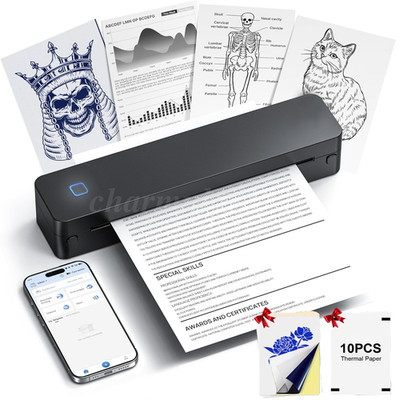 Tattoo Stencil A4 Printer Wireless Bluetooth 1,500mAh Battery Portable