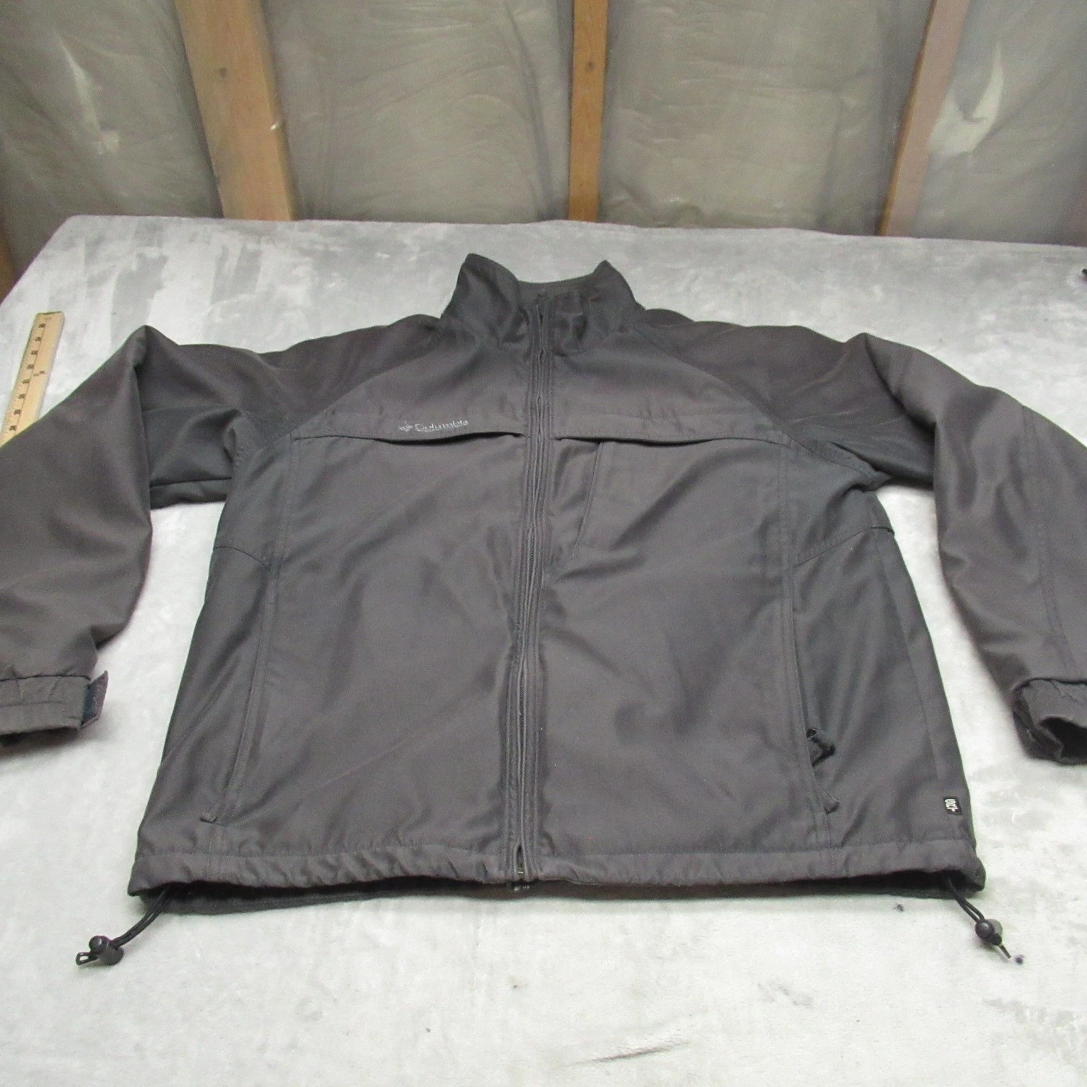 Columbia Jacket Mens Medium Black Fleece Lined Full Zip Light Insulated Outdoor