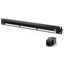 VCELink 24 Port Cat6 Network Patch Panel 10Gbps 1U 19” Rack Mount 