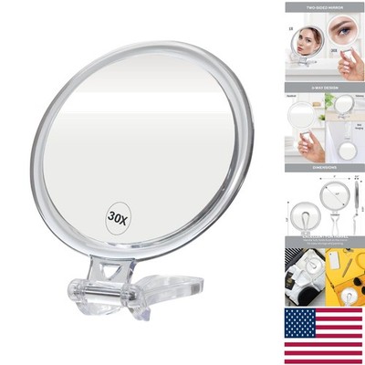 Luxury 30X Magnifying Hand Mirror, Distortion-Free & Modern Clear Acrylic Design