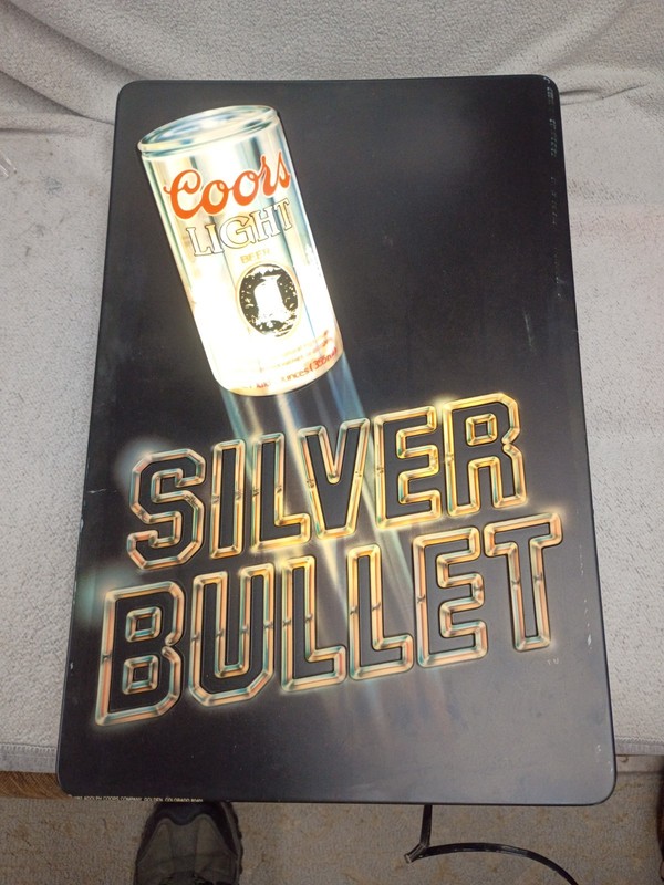 Vintage 1982 Coors Light The Silver Bullet Lighted Bar Sign Plastic Beer Sign Ra