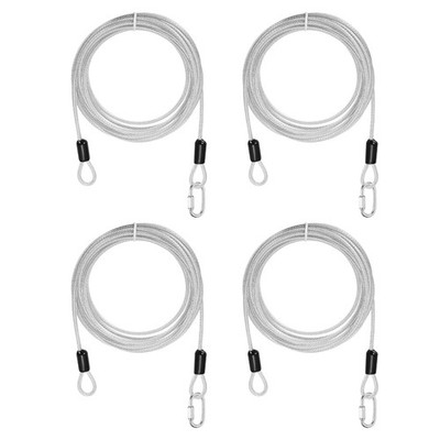 4Set 5/32'' Dia 9.8ft Security Steel Cable with Loops Clear + Quick Links