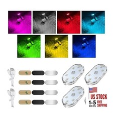 Car LED Lights Interior Wireless, 7 Colors Sticky Auto Interior 4 PCS Magnetic