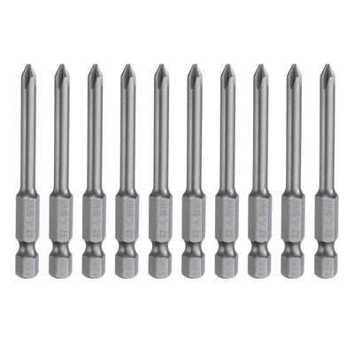 10pcs Magnetic Phillips Screwdriver Bit PH1 1/4'' Hex Shank 65mm Long 4.5mm Rod