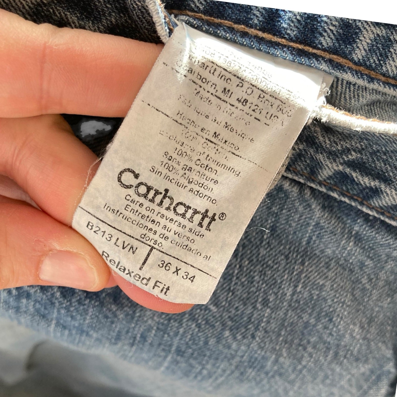 Carhartt Traditional Fit Bootcut Faded Mid Wash Western Gorpcore Jeans Sz 36x34 thumbnail 14