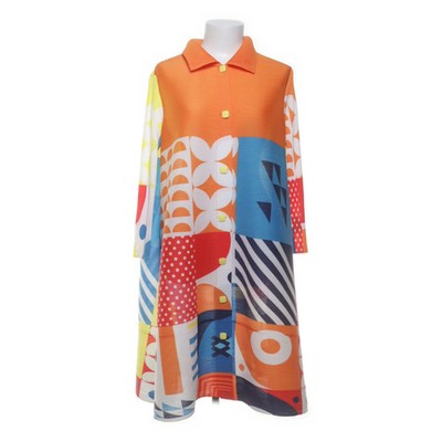 Blusenkleid, Größe: S, Orange/Blau/Rot/Weiß/Mehrfarbig, Polyester #Kml