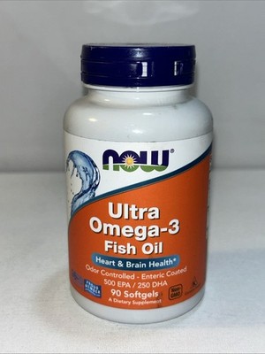 Now Foods Ultra Omega-3 Fish Oil Heart & Brain Health 90 Softgels New