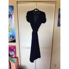 Navy blue dotted midi dress