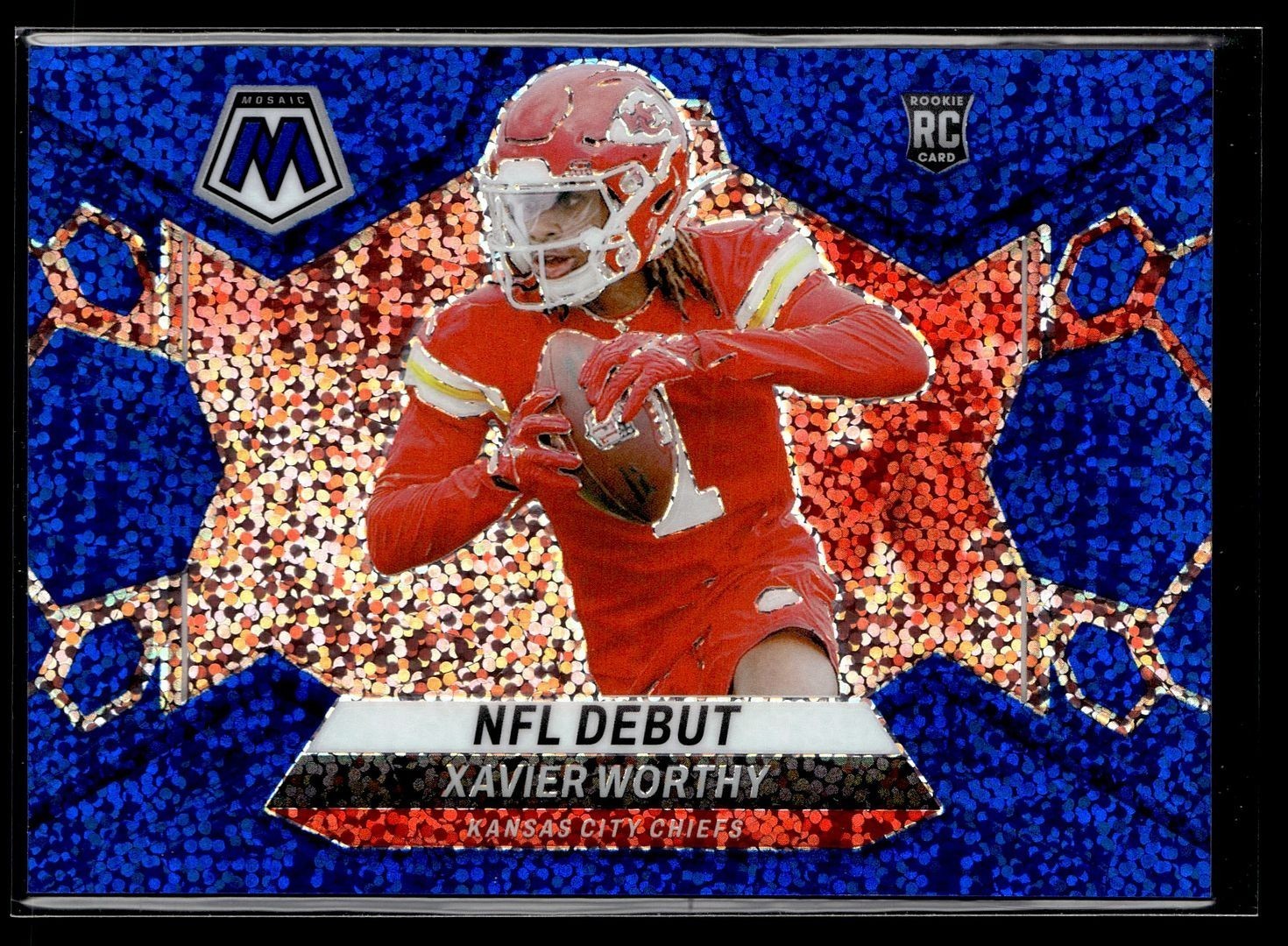 2024 MOSAIC BLUE SPARKLE /96 NFL DEBUT 285 Xavier Worthy Kansas City Chiefs