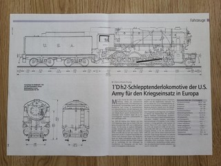 Maßstabsheichnung 1'D h2 Schlepptenderlokomotive der U.S Army für den Kriegseins