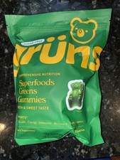Gruns Adults Superfoods Greens Gummies, NO SUGAR Gummy Bears 28 Packs
