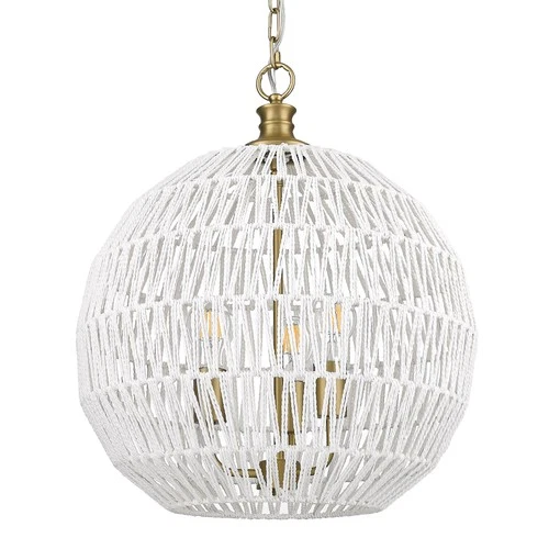 Golden Lighting 6933-3P Florence 3 Light 19"W Cage Pendant - Brushed Champagne - Picture 3 of 12